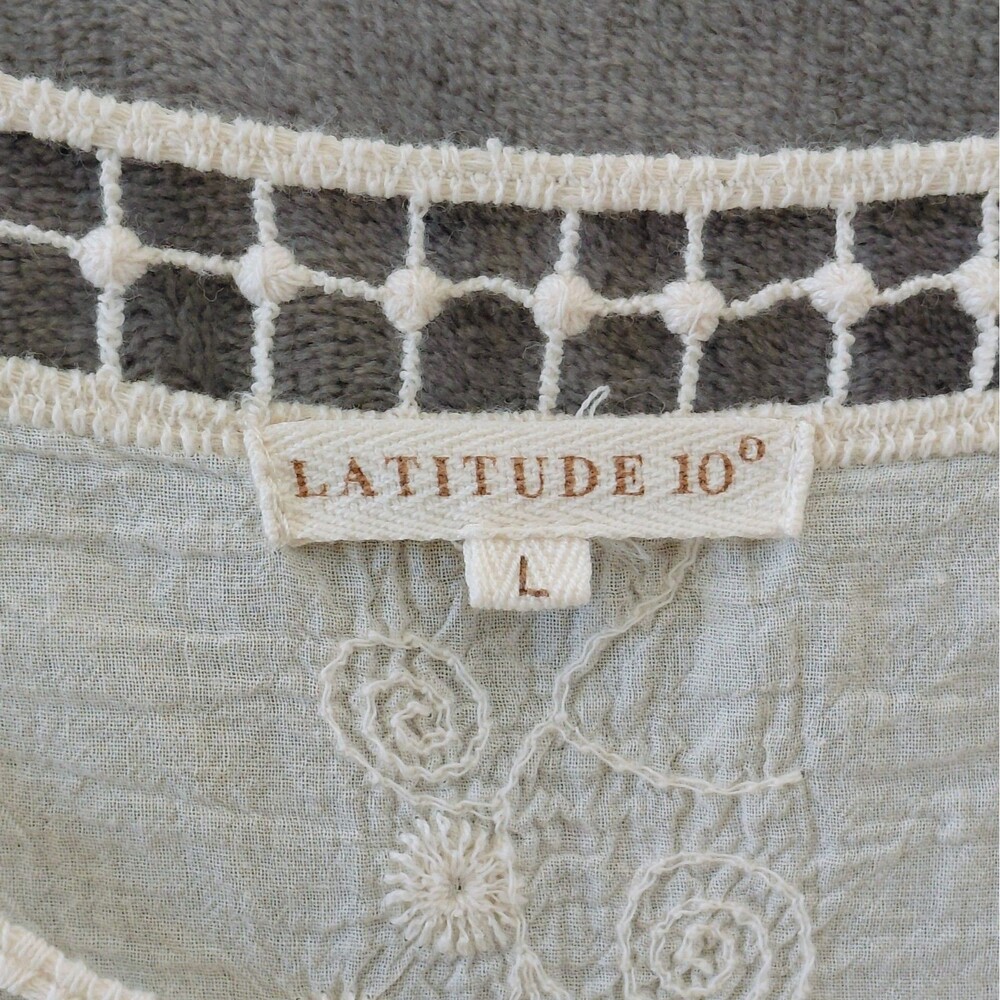 Latitude 10 Crochet Boho Cotton Tunic Women's Large Coverup Delicate Appliques - Picture 6 of 10